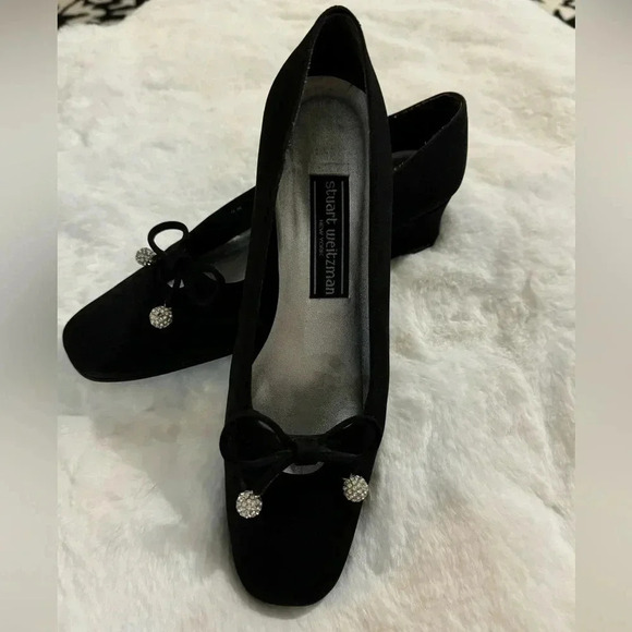 Stuart Weitzman Vintage Bow Rhinestone Heels 80’s 7 1/2 Holiday Sparkle Bridal - Picture 10 of 16